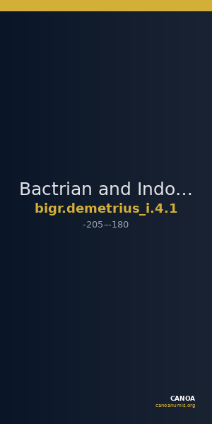Bactrian and Indo-Greek Coinage Demetrius I 4.1 — CANOA