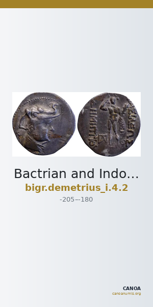 Bactrian and Indo-Greek Coinage Demetrius I 4.2 — CANOA