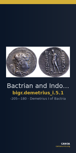 Bactrian and Indo-Greek Coinage Demetrius I 5.1 — CANOA
