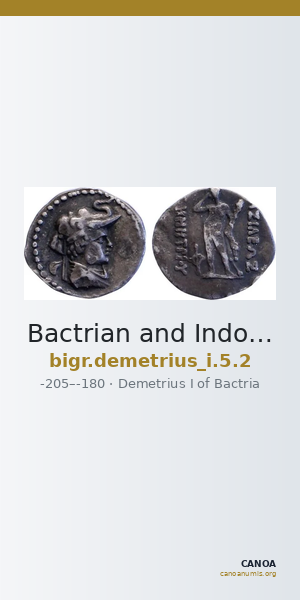 Bactrian and Indo-Greek Coinage Demetrius I 5.2 — CANOA