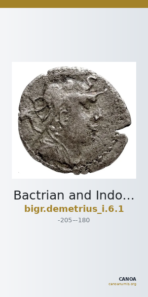 Bactrian and Indo-Greek Coinage Demetrius I 6.1 — CANOA