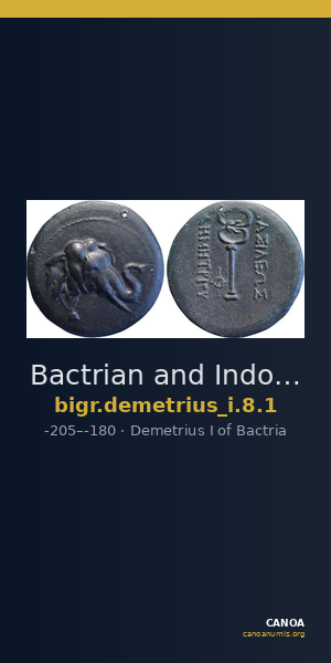 Bactrian and Indo-Greek Coinage Demetrius I 8.1 — CANOA