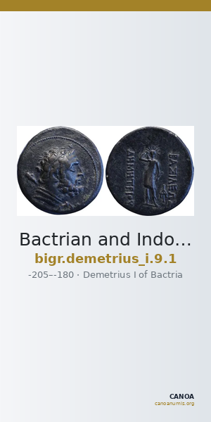 Bactrian and Indo-Greek Coinage Demetrius I 9.1 — CANOA