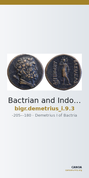 Bactrian and Indo-Greek Coinage Demetrius I 9.3 — CANOA