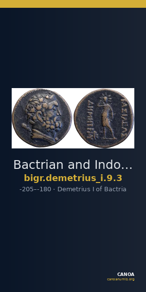 Bactrian and Indo-Greek Coinage Demetrius I 9.3 — CANOA