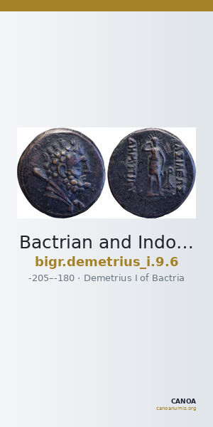 Bactrian and Indo-Greek Coinage Demetrius I 9.6 — CANOA