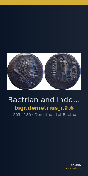 Bactrian and Indo-Greek Coinage Demetrius I 9.6 — CANOA