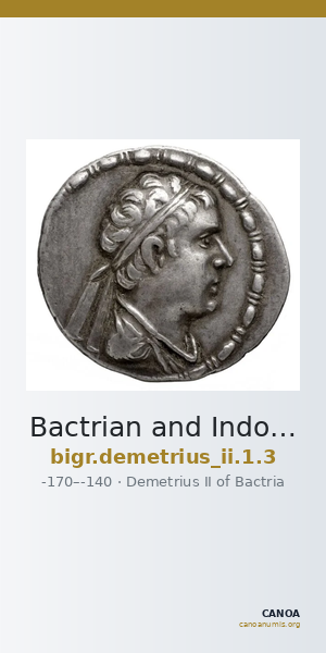 Bactrian and Indo-Greek Coinage Demetrius II 1.3 — CANOA