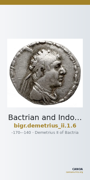 Bactrian and Indo-Greek Coinage Demetrius II 1.6 — CANOA
