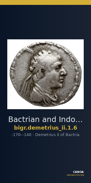 Bactrian and Indo-Greek Coinage Demetrius II 1.6 — CANOA
