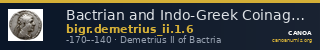 Bactrian and Indo-Greek Coinage Demetrius II 1.6 — CANOA