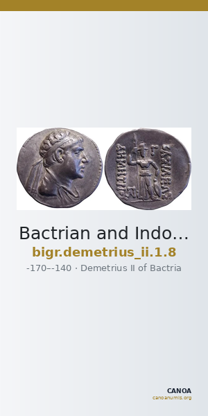 Bactrian and Indo-Greek Coinage Demetrius II 1.8 — CANOA