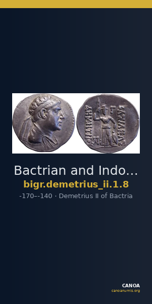 Bactrian and Indo-Greek Coinage Demetrius II 1.8 — CANOA