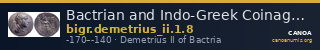 Bactrian and Indo-Greek Coinage Demetrius II 1.8 — CANOA