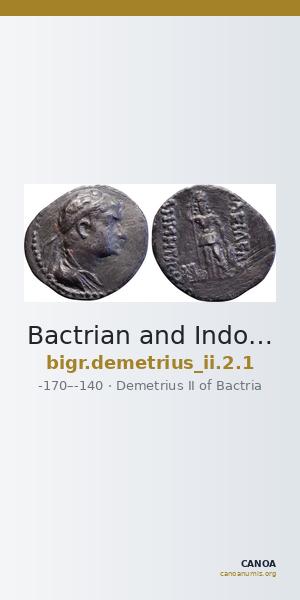 Bactrian and Indo-Greek Coinage Demetrius II 2.1 — CANOA