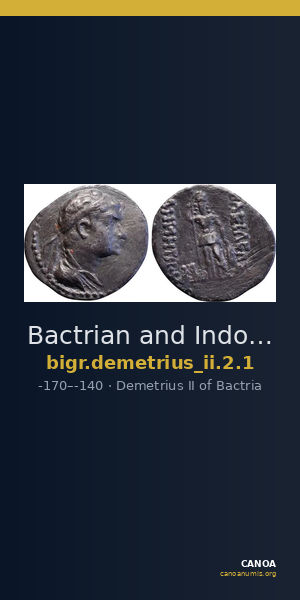 Bactrian and Indo-Greek Coinage Demetrius II 2.1 — CANOA