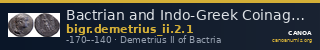 Bactrian and Indo-Greek Coinage Demetrius II 2.1 — CANOA
