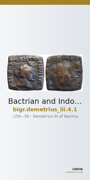 Bactrian and Indo-Greek Coinage Demetrius III 4.1 — CANOA