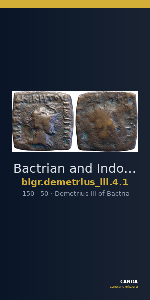 Bactrian and Indo-Greek Coinage Demetrius III 4.1 — CANOA