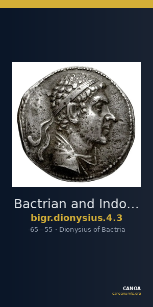 Bactrian and Indo-Greek Coinage Dionysius 4.3 — CANOA