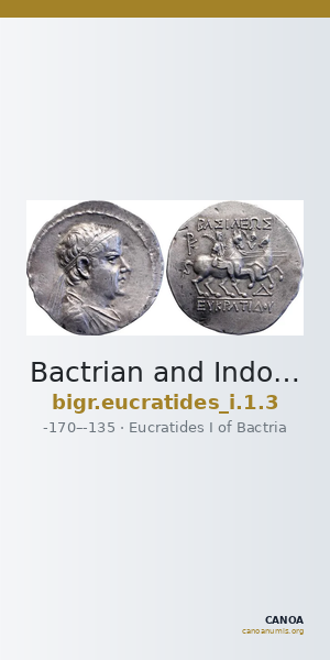 Bactrian and Indo-Greek Coinage Eucratides I 1.3 — CANOA
