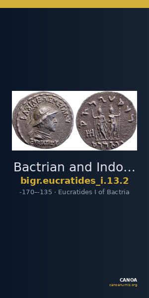 Bactrian and Indo-Greek Coinage Eucratides I 13.2 — CANOA