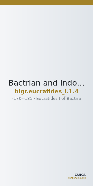 Bactrian and Indo-Greek Coinage Eucratides I 1.4 — CANOA