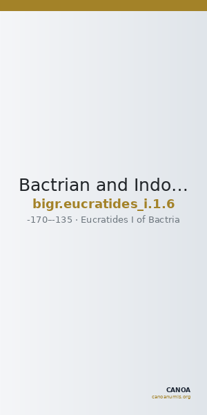 Bactrian and Indo-Greek Coinage Eucratides I 1.6 — CANOA
