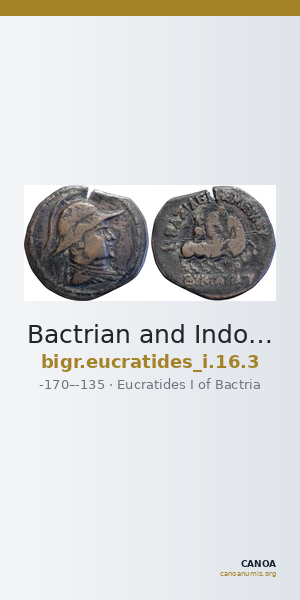 Bactrian and Indo-Greek Coinage Eucratides I 16.3 — CANOA
