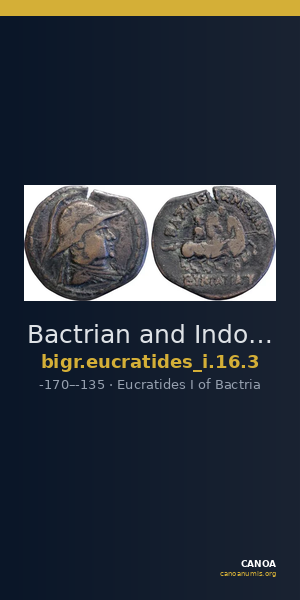 Bactrian and Indo-Greek Coinage Eucratides I 16.3 — CANOA