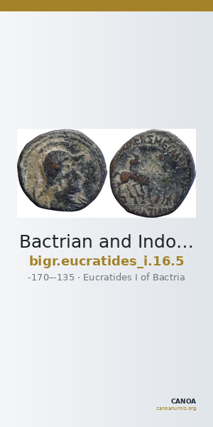Bactrian and Indo-Greek Coinage Eucratides I 16.5 — CANOA
