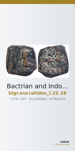 Bactrian and Indo-Greek Coinage Eucratides I 22.19 — CANOA