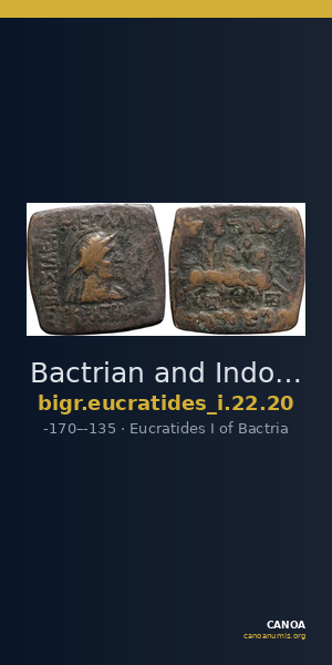 Bactrian and Indo-Greek Coinage Eucratides I 22.20 — CANOA