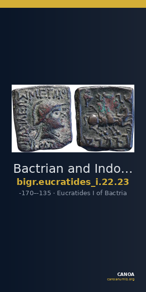 Bactrian and Indo-Greek Coinage Eucratides I 22.23 — CANOA