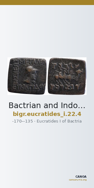Bactrian and Indo-Greek Coinage Eucratides I 22.4 — CANOA