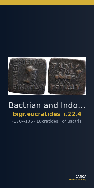 Bactrian and Indo-Greek Coinage Eucratides I 22.4 — CANOA