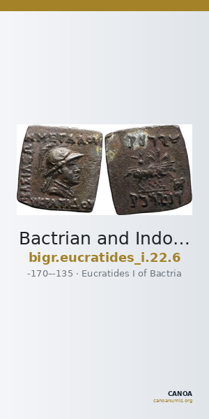 Bactrian and Indo-Greek Coinage Eucratides I 22.6 — CANOA