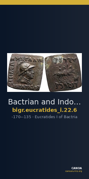Bactrian and Indo-Greek Coinage Eucratides I 22.6 — CANOA