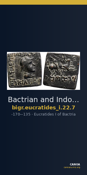 Bactrian and Indo-Greek Coinage Eucratides I 22.7 — CANOA
