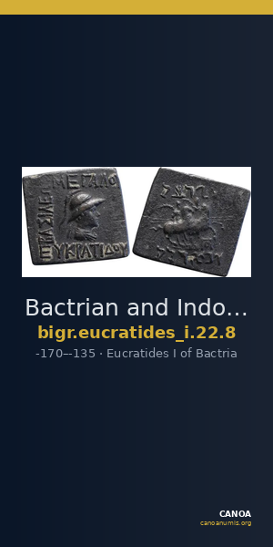 Bactrian and Indo-Greek Coinage Eucratides I 22.8 — CANOA
