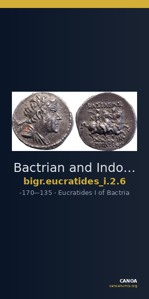 Bactrian and Indo-Greek Coinage Eucratides I 2.6 — CANOA
