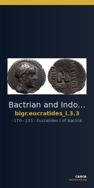 Bactrian and Indo-Greek Coinage Eucratides I 3.3 — CANOA