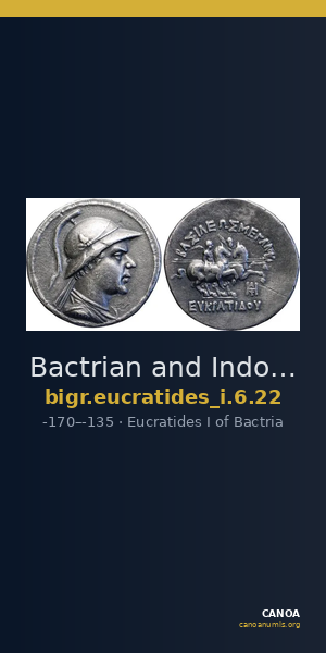 Bactrian and Indo-Greek Coinage Eucratides I 6.22 — CANOA