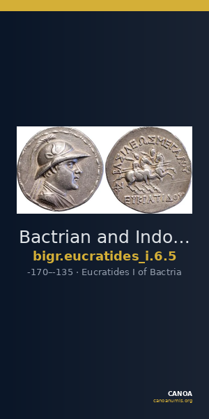 Bactrian and Indo-Greek Coinage Eucratides I 6.5 — CANOA