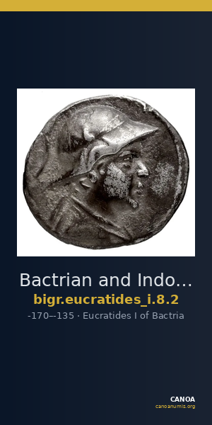 Bactrian and Indo-Greek Coinage Eucratides I 8.2 — CANOA