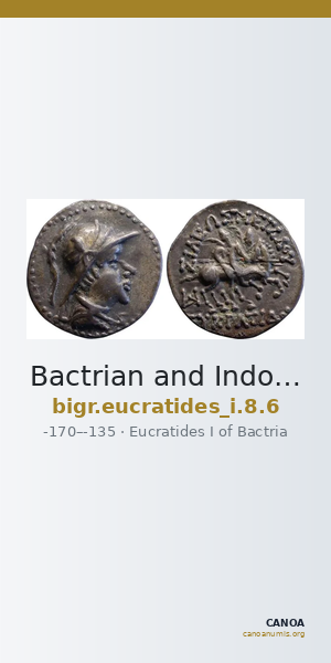 Bactrian and Indo-Greek Coinage Eucratides I 8.6 — CANOA
