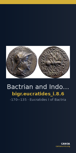 Bactrian and Indo-Greek Coinage Eucratides I 8.6 — CANOA