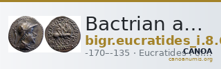 Bactrian and Indo-Greek Coinage Eucratides I 8.6 — CANOA