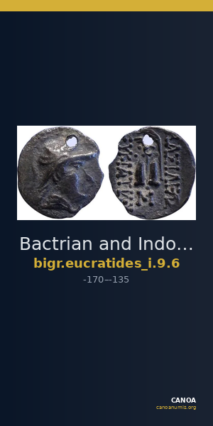 Bactrian and Indo-Greek Coinage Eucratides I 9.6 — CANOA