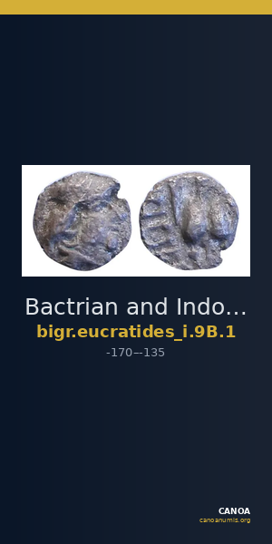 Bactrian and Indo-Greek Coinage Eucratides I 9B.1 — CANOA